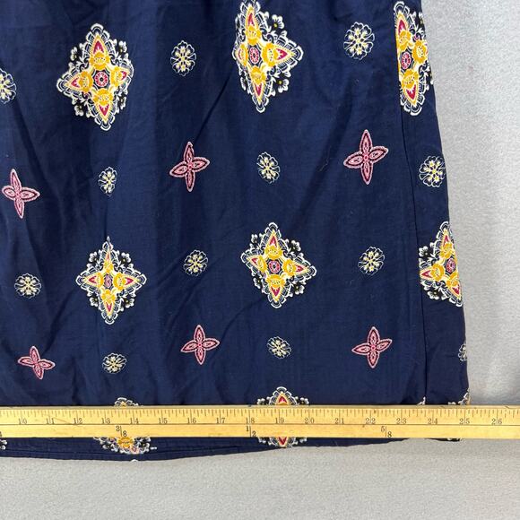 Entro Midi Sun Dress Women's Size Large Navy Boho Lined Adjustable Straps Hippie - Picture 12 of 15